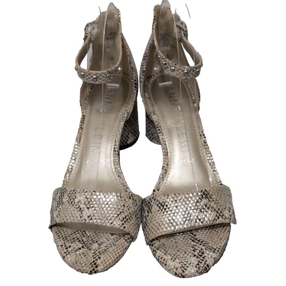 Anne Klein Sandal 8.5M Animal/Studs Ankle Strap 2.5" Block Heel Nice - Picture 3 of 10